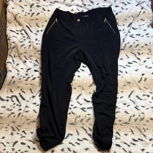 Calvin Klein Black Cropped Elastic-Waist Pants with Zip Pockets